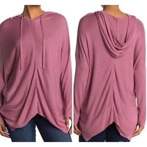 NWD Stitchdrop Size L Clove Pullover Tunic Hoodie in Rhubarb Pink MSRP $92